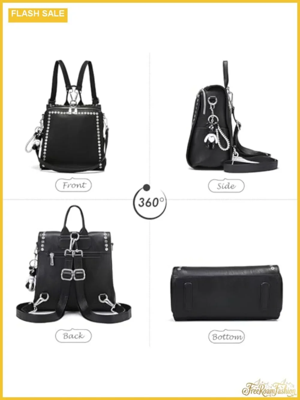 Women's Convertible Faux Leather Backpack Purse - Tote Shoulder Bag for Work